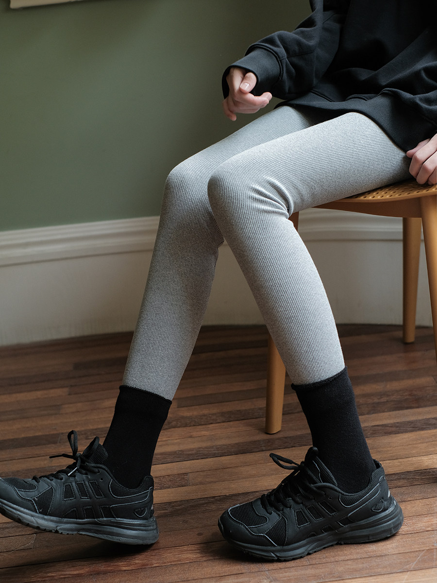 打底帮帮bra秋冬条纹薄绒丝袜贴身木耳耳边短袜