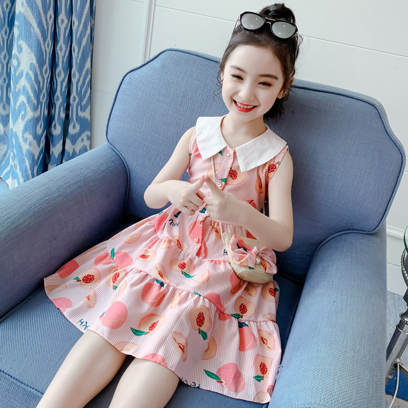 女童洋气小女孩布裙棉布宝宝公主8岁儿童夏装连衣裙