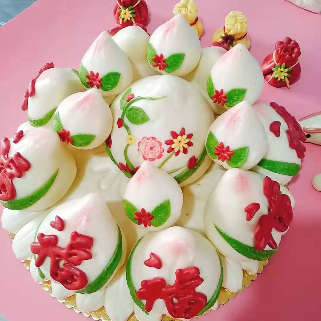 寿桃生日老人馒头手工寿包扬州礼盒花样包装传统中式糕点