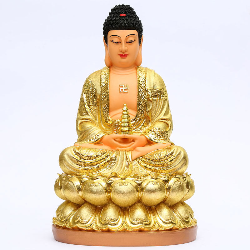 开光沙金阿弥陀佛家用释迦客厅佛祖寺庙三宝鎏金摆件