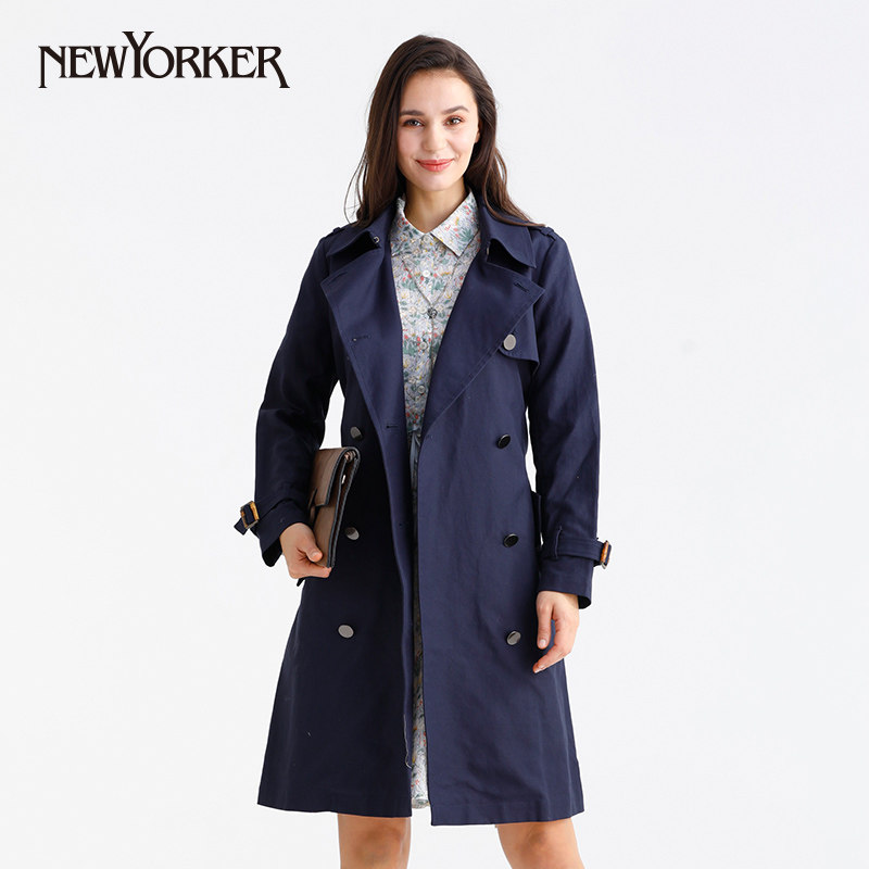 newyorker约克女装经典长款战壕风衣肩章风衣
