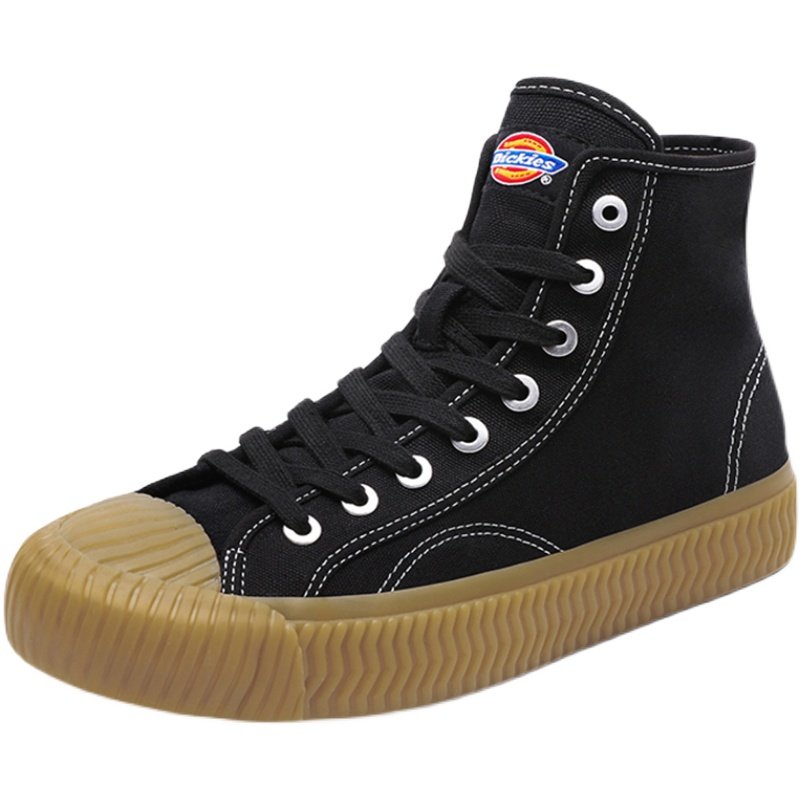 dickies帆布布鞋夏季薄款高帮透气黑色白色情侣帆布鞋