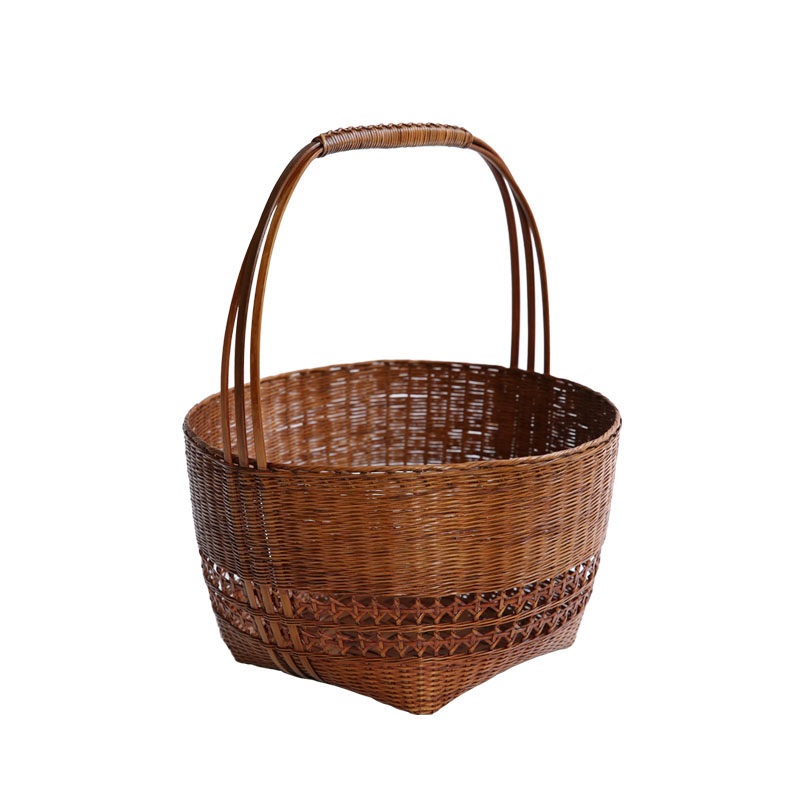 竹编篮子馒头家用收纳手工竹制品可拎提篮菜篮竹编
