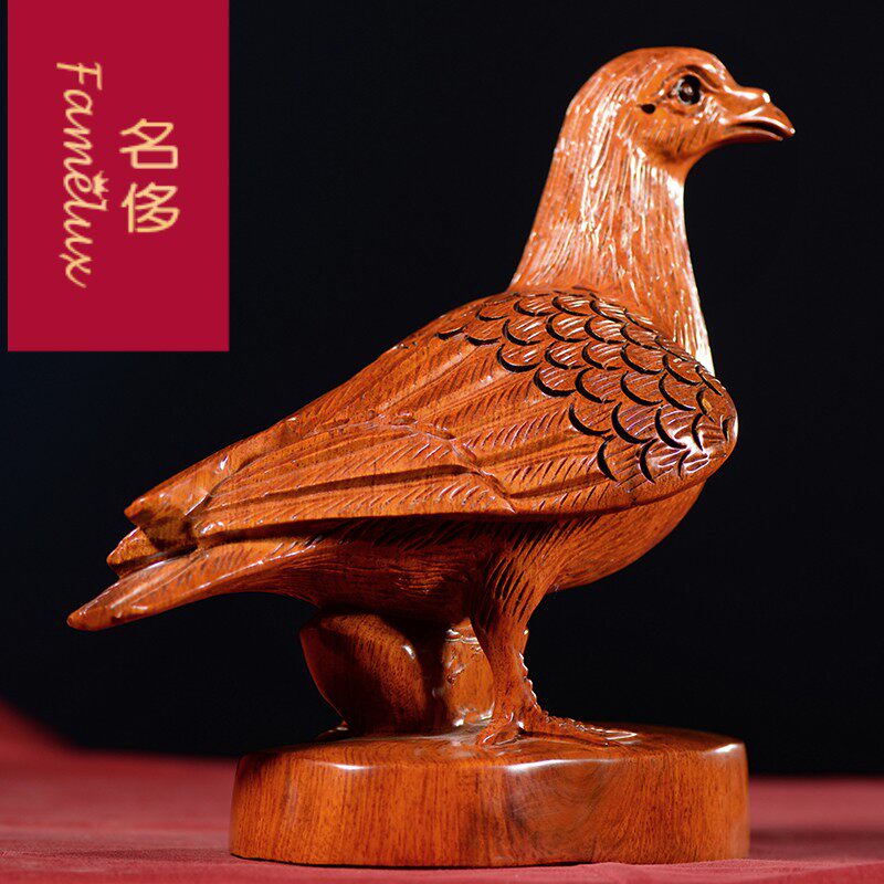 花梨木雕鸽子摆件实木木质雕刻信鸽动物家居摆件