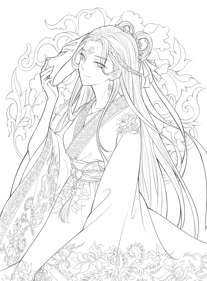 正版包邮 山海经梦神引:唯美古风涂色线描集 飞乐鸟 哒哒猫著 古风