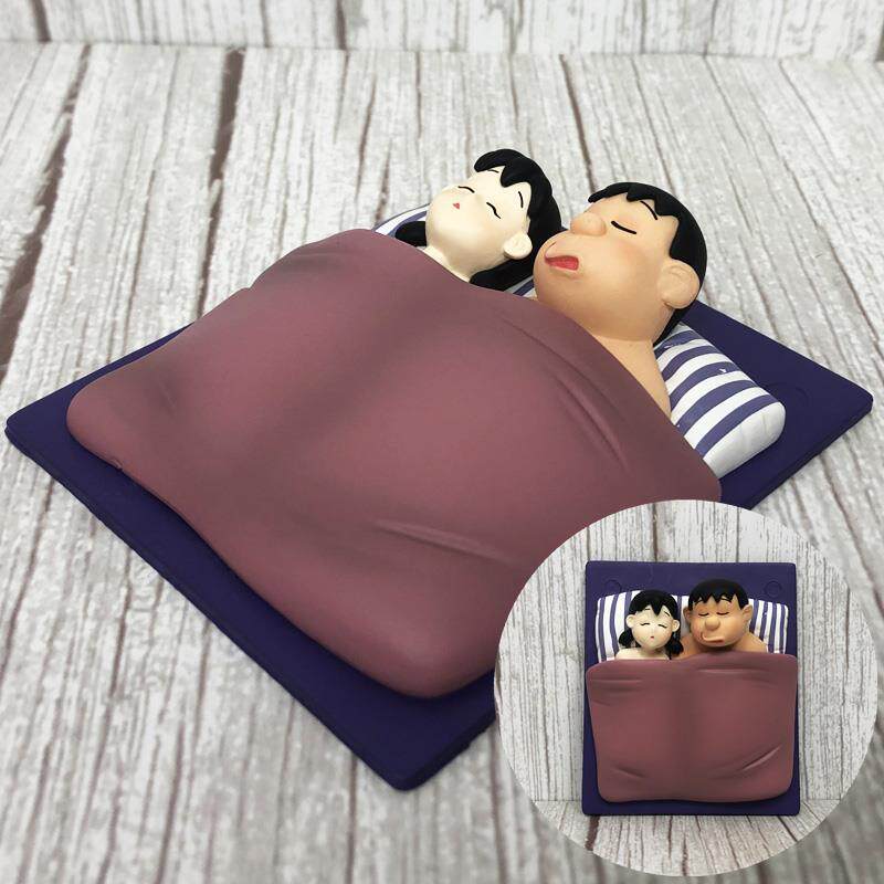 童年gk恶搞系列胖虎比心静香睡觉手办模型潮玩盲盒