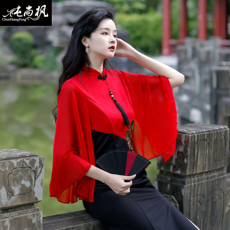 中国风女装新中式走秀改良旗袍连衣裙高端晚会礼服主持人演出服装