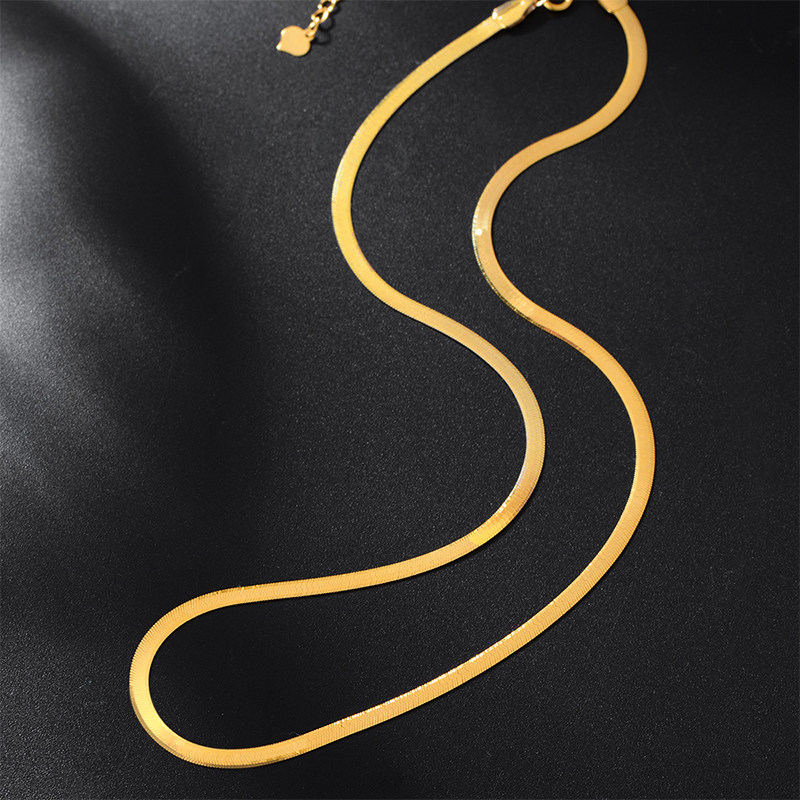 18k金蛇骨项链黄金ins玫瑰金粗锁骨意大利正品颈饰