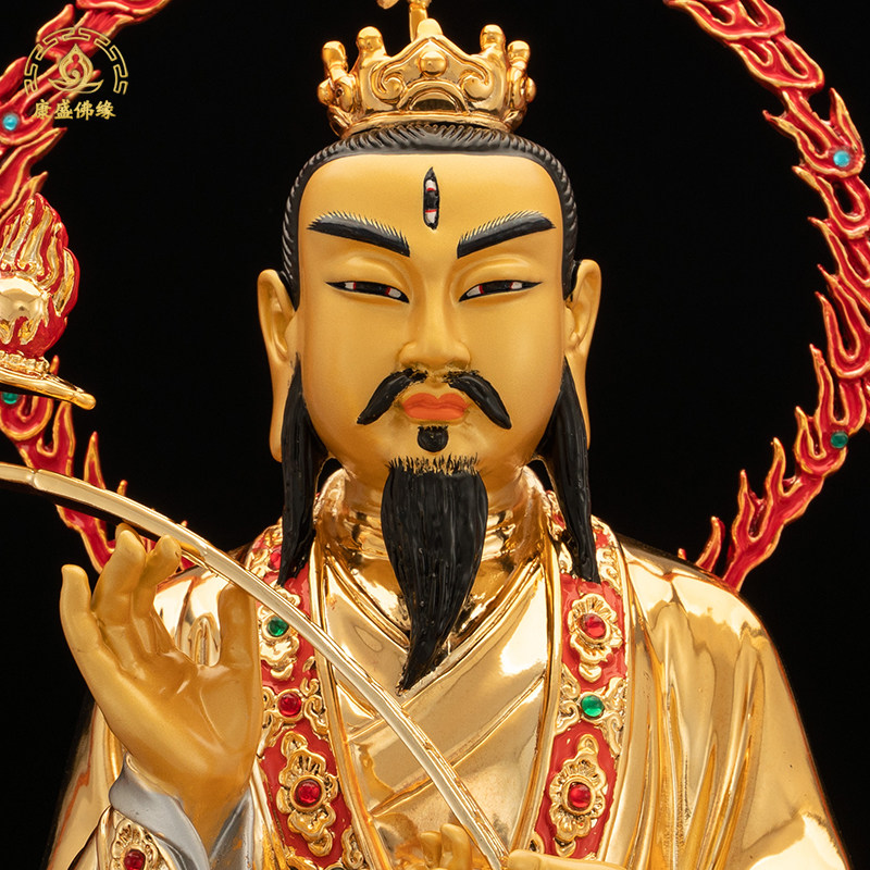 九天应元雷声普化天尊神像台湾纯铜鎏金雷祖装饰摆件