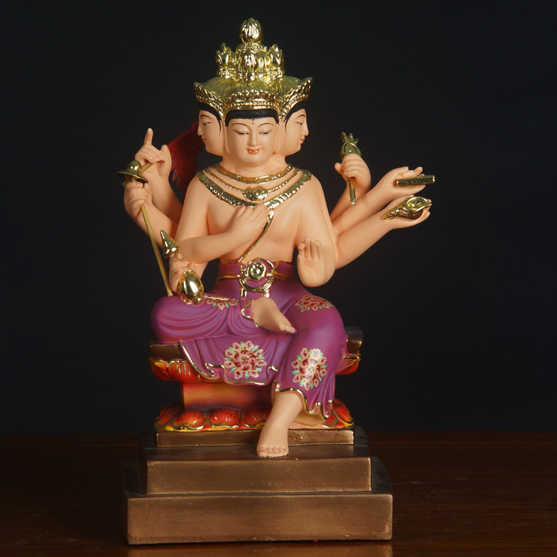 四面菩萨宗教神像佛教佛像树脂贴金精品风水摆件