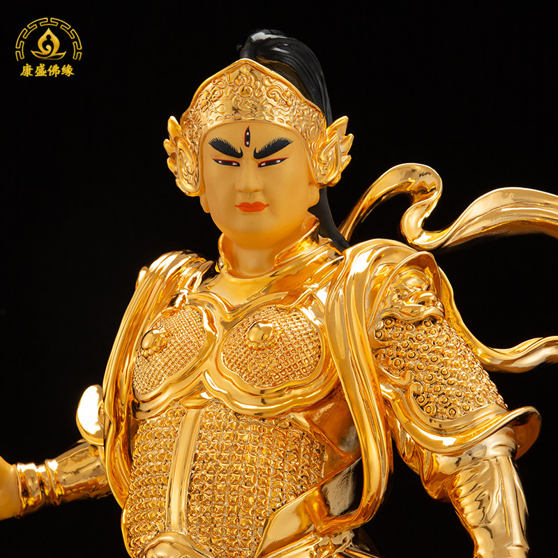 杨戬19英寸铜鎏二郎神铜像二郎显圣真君佛像将军装饰摆件