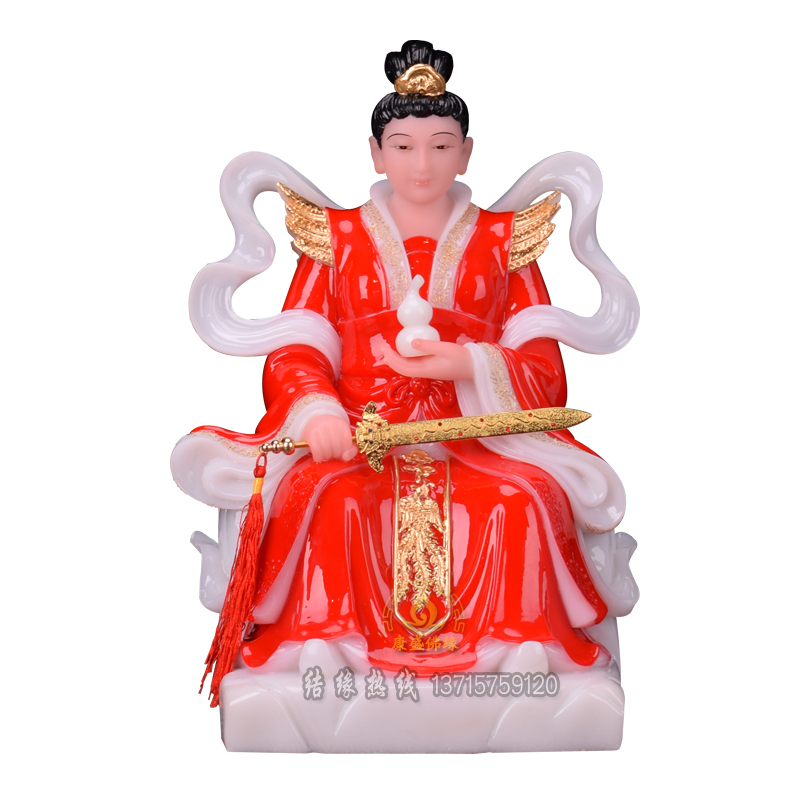 九天神像玄女圣母娘娘女仙道教用品供奉汉白玉摆件