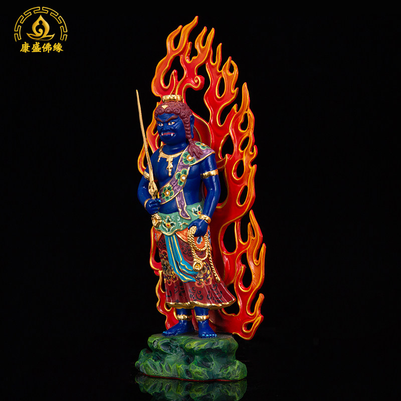 不动明王铜像菩萨彩绘居家摆件生肖守护神密宗摆件