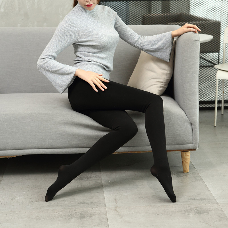 加绒打底裤女外穿加厚踩脚肉色连裤袜光腿保暖肤色裸感神器秋冬天