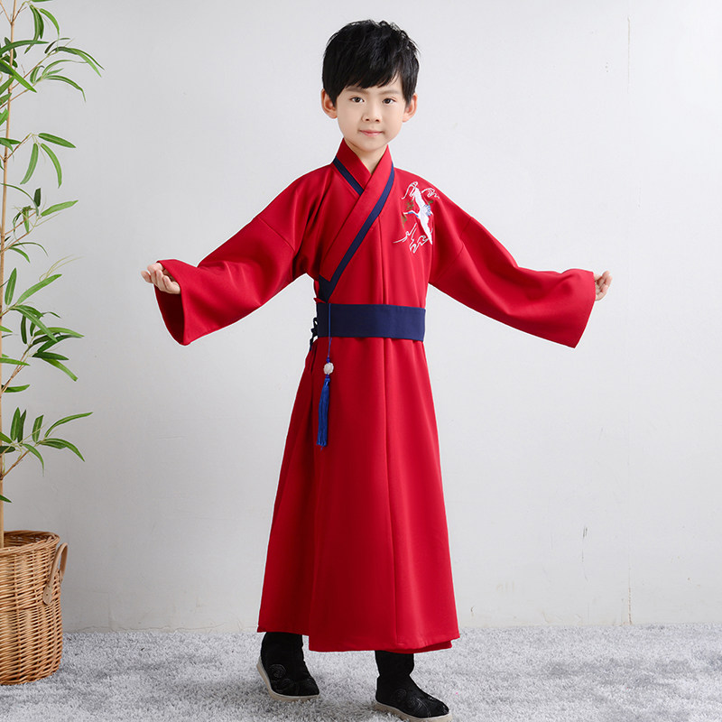 汉服儿童原创秋冬款中国风小男孩男童古装小书童儿童演出服