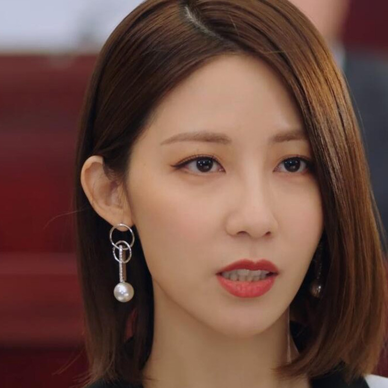 蜜糖伤安唯绫linda凌总同款耳环圆圈珍珠流苏耳钉