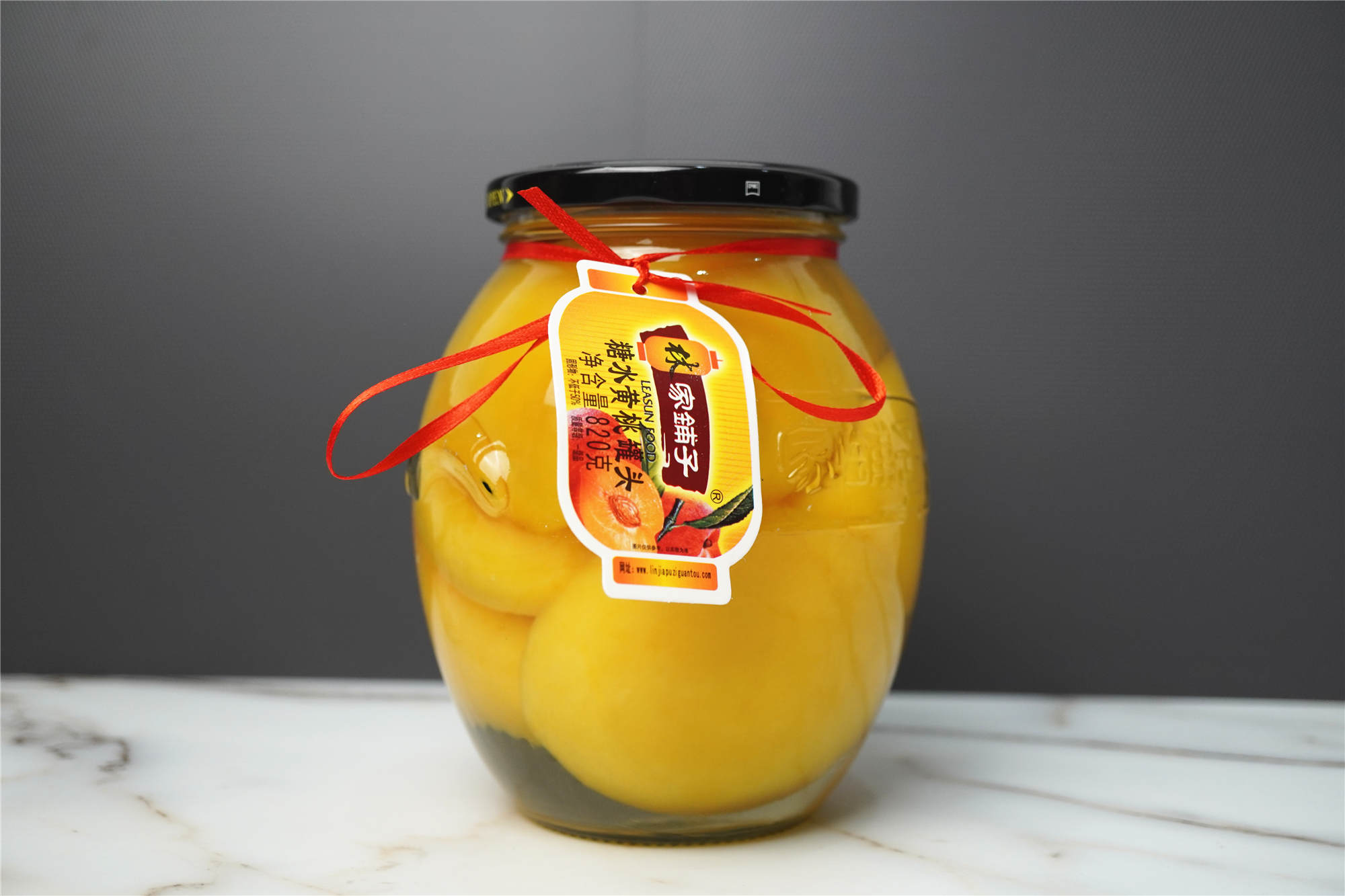 东北特产林家铺子糖水黄桃罐头820g玻璃瓶大瓶水果罐头