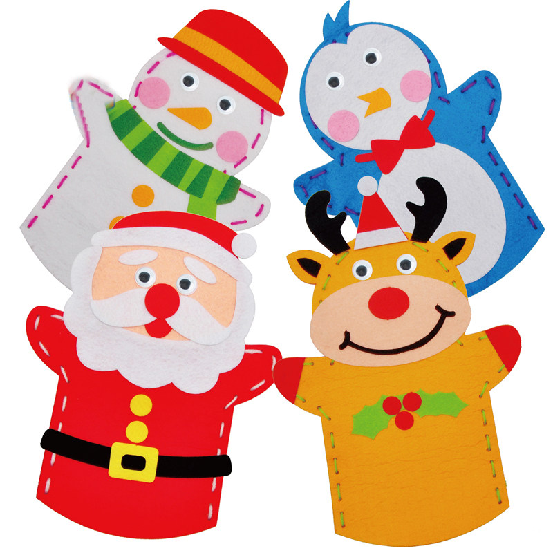 儿童不织布手偶diy材料包道具幼儿园手工无纺布动物手套布艺指偶