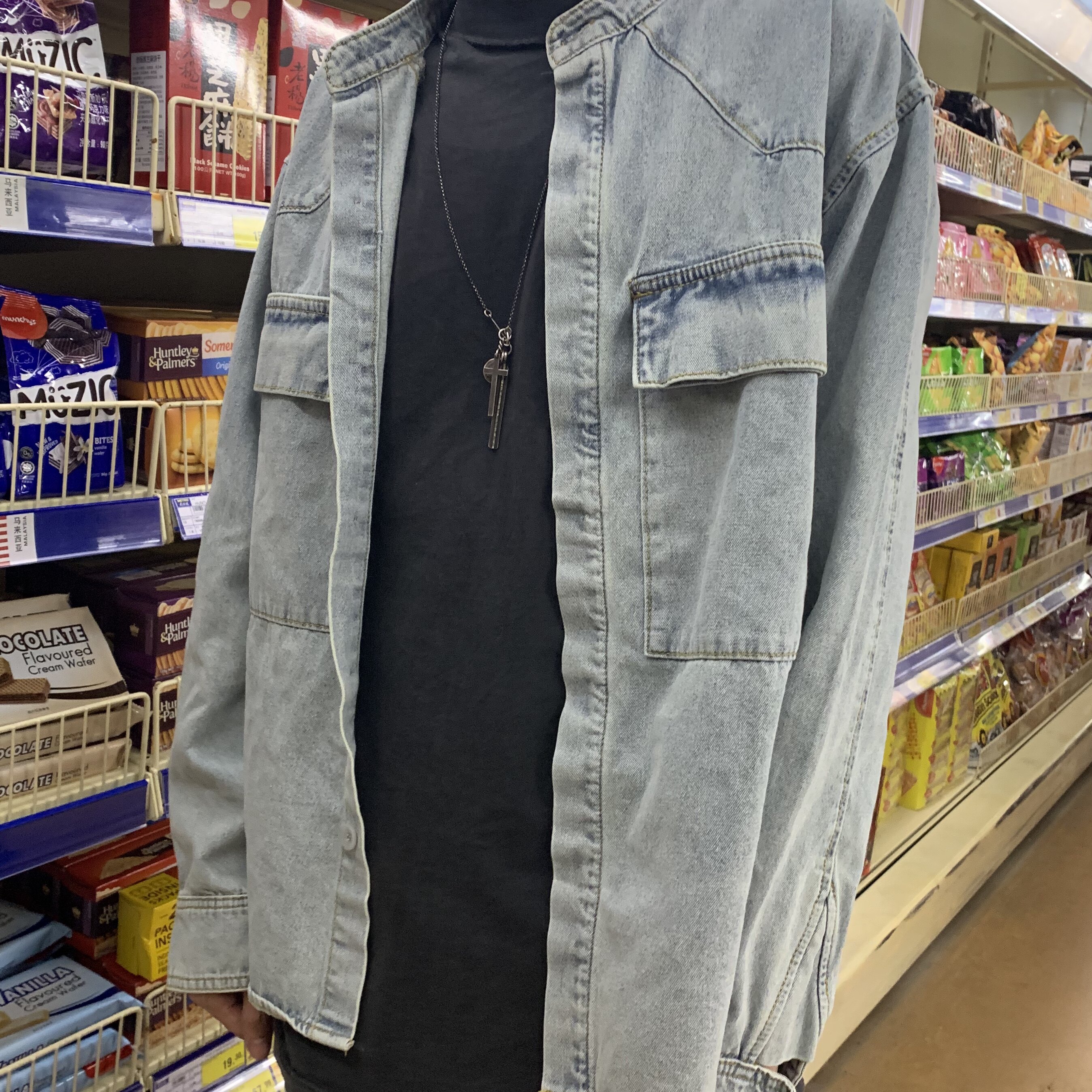 现货/fear of god fog 第六季重水洗单宁宽松长袖牛仔衬衫高街