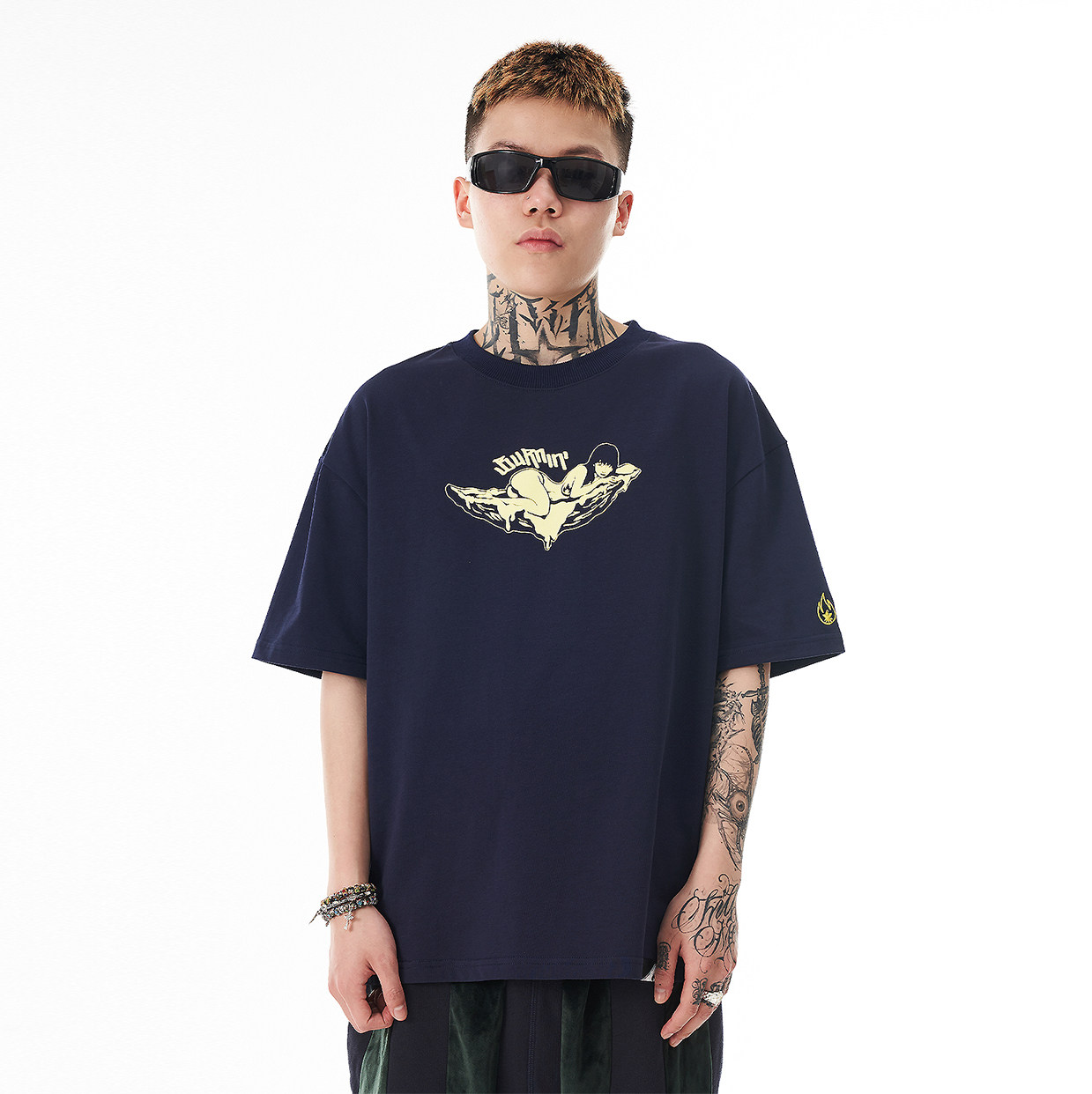 纯棉短袖印花圆领多色宽松泡沫狗爷槟榔burnincsct恤