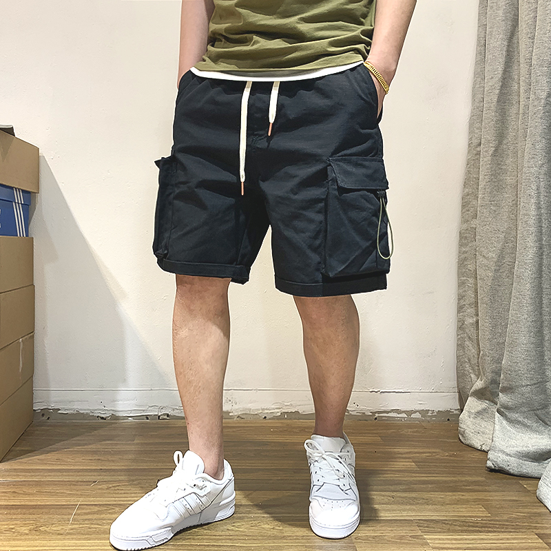 夏季薄款纯棉工装裤短裤男潮牌潮流百搭ins宽松多口袋水洗五分裤