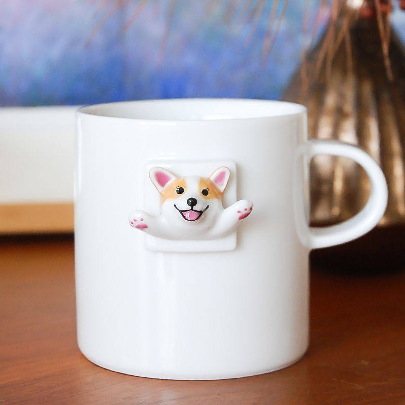 朴坊三浅陶社情侣马克可爱日式咖啡杯陶瓷杯子柯基马克杯