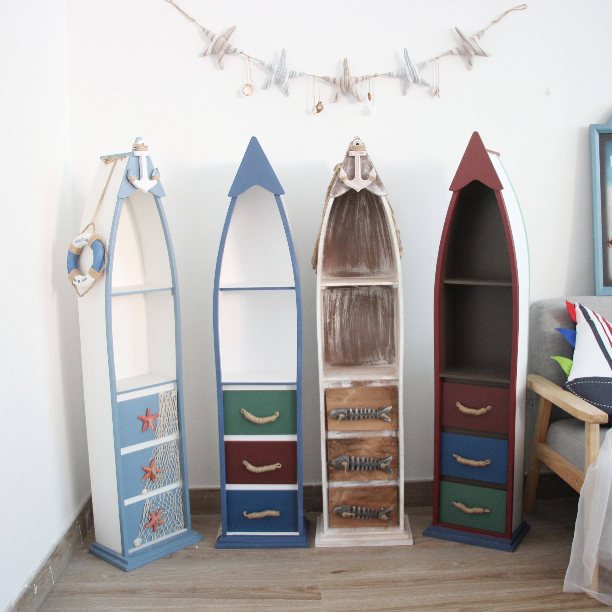 收纳地中海船型创意柜子床头柜实木抽屉柜餐边柜收纳柜