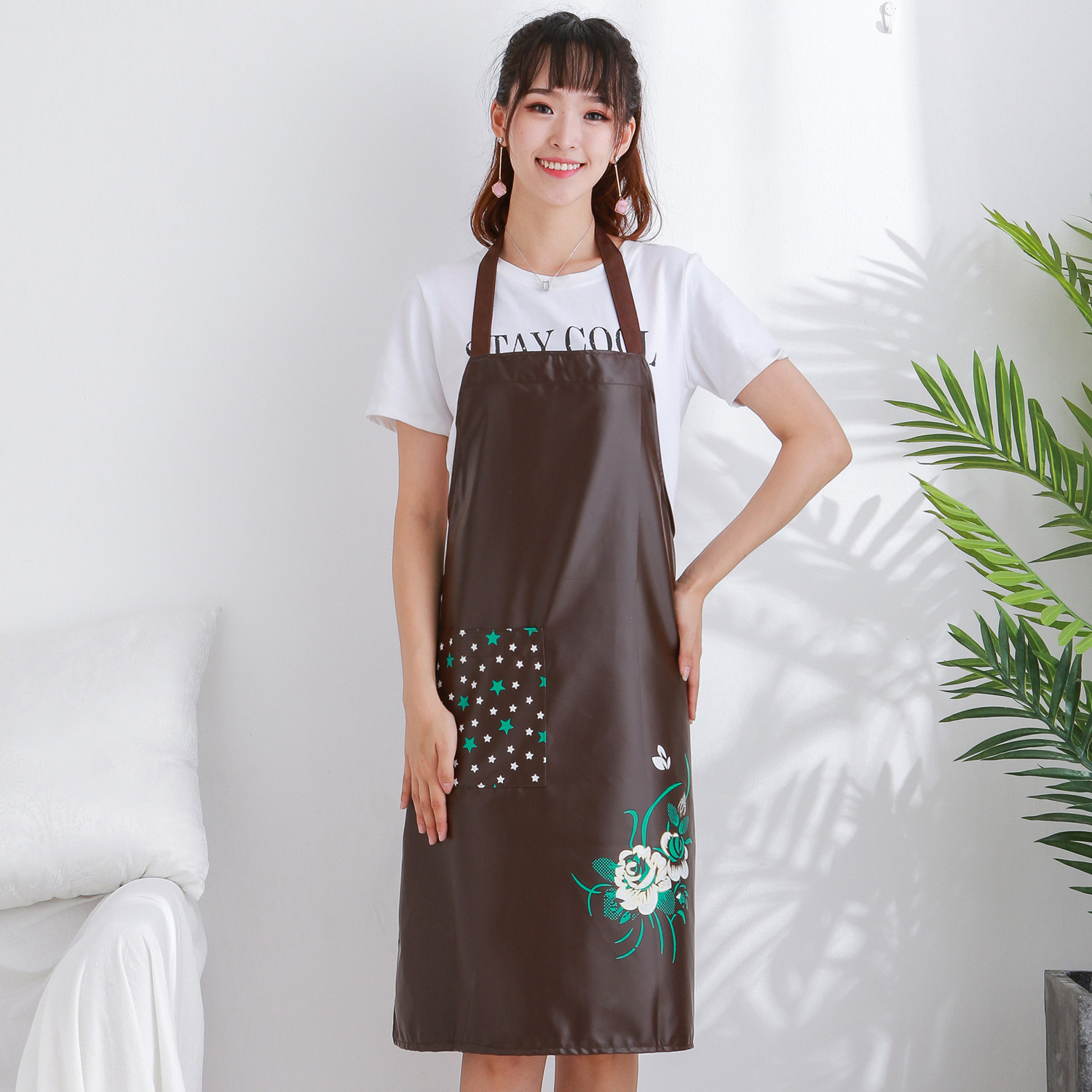 美术生画画长款皮围裙pu皮革防水防油烟塑料加大成人耐磨水产专用