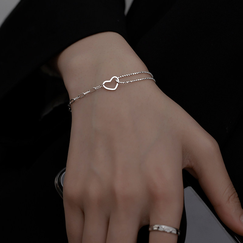 纯银爱心手链女夏简约日式高级精致学生新款手链