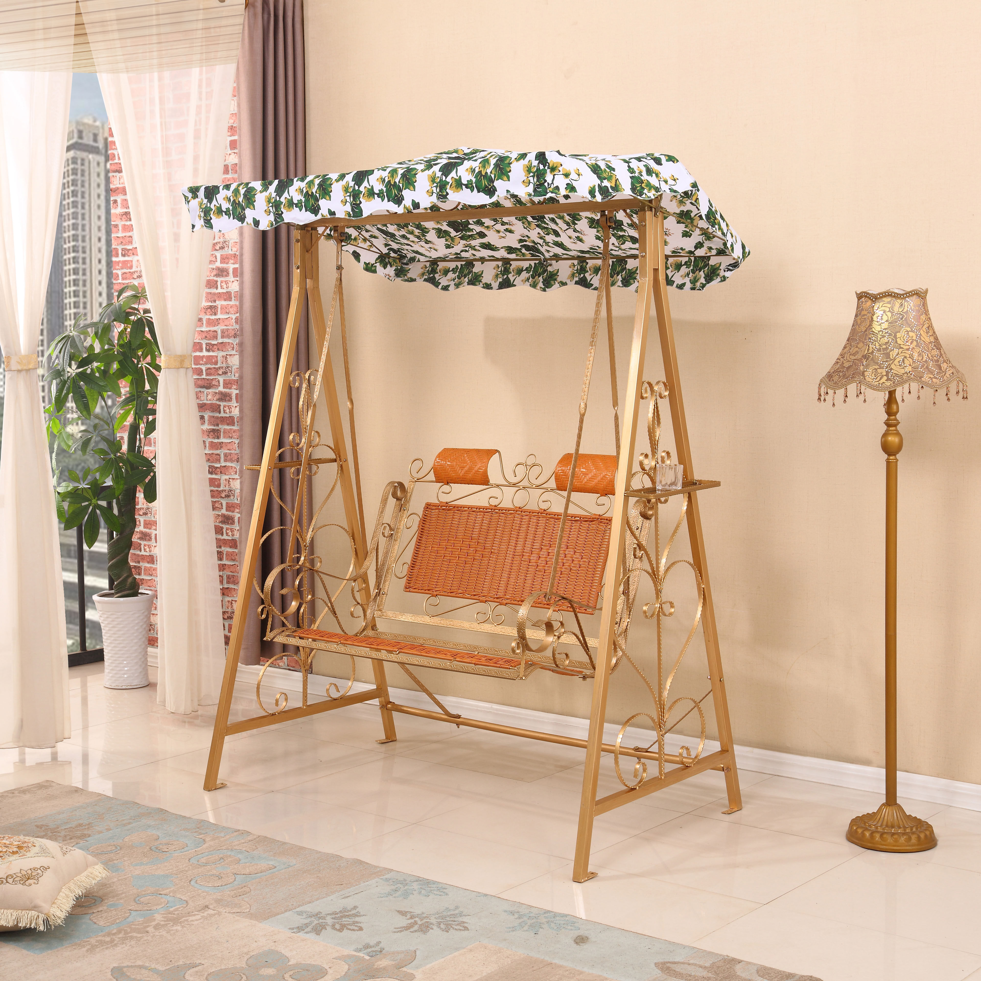 户外新款室内成人吊篮铁艺摇椅家用室外花园户外秋千