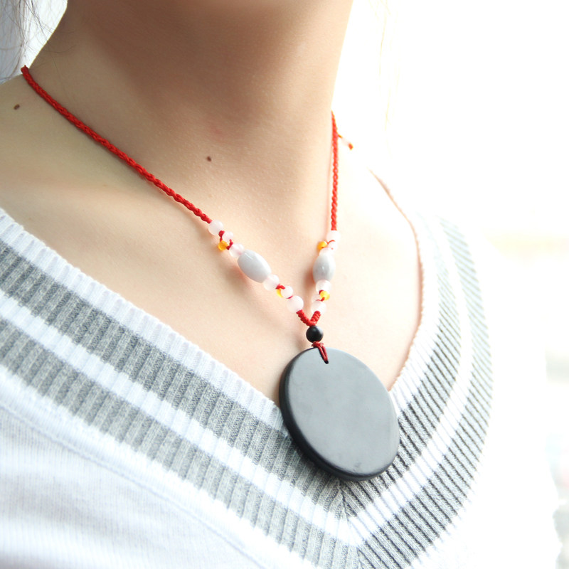 砭圣中孚清砭石项链吊坠泗滨浮石砭佩5cm直径圆佩贬石情侣项坠