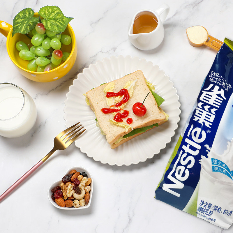 送杯勺雀巢甜奶粉青少年男女成人全家营养牛奶粉800g2袋早餐奶粉