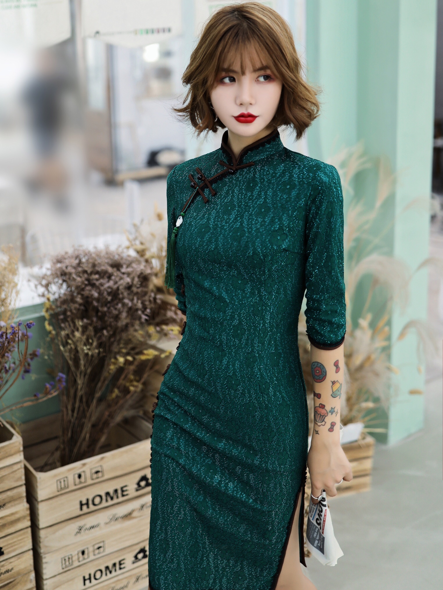 旗袍女长款气质2020新式复古民国斜襟盘扣显日常旗袍