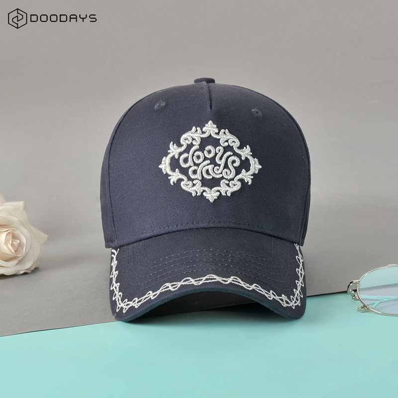 doodays男女时尚古典银色刺绣棒球帽休闲透气春夏帽子