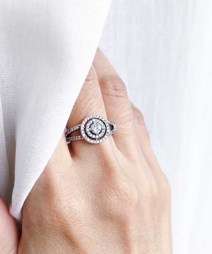 pandora潘多拉闪耀双环戒指钻戒银饰手饰新品199408c01戒指