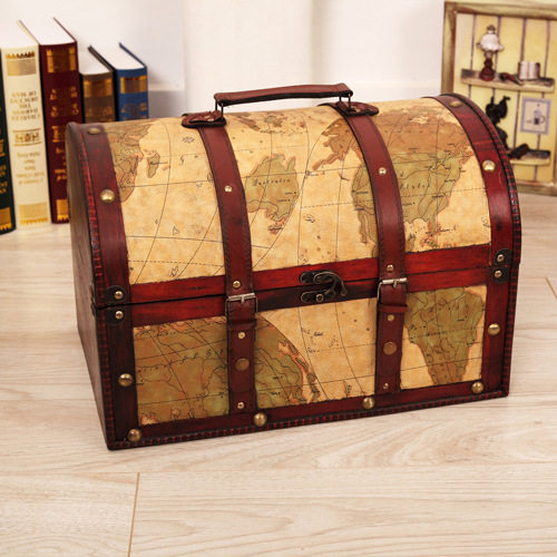 复古特大号藏宝箱仿古财宝物加勒比海盗箱盒子珠宝箱装饰盒百宝箱