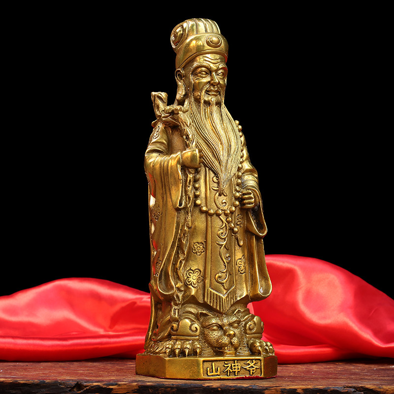 神爷纯铜铜山神像土地山居家寺庙供奉摆件开光摆件