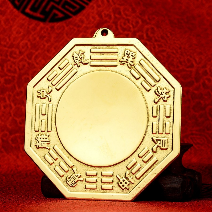 开光纯铜太极八卦镜 凹镜凸镜辟邪化煞镇宅风水铜镜招财铜器摆件