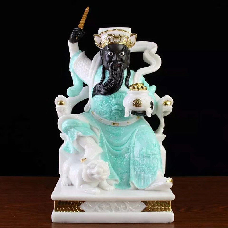武财神赵公明公明坐骑汉白玉道教神像家用供奉桌面摆件