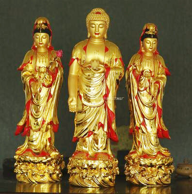 菩萨88公分西方三圣佛像摆件阿弥陀佛观世音大势树脂摆件