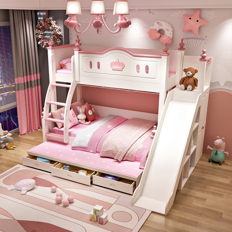 下铺儿童童床女孩公主高低床上上下床双层床子高低