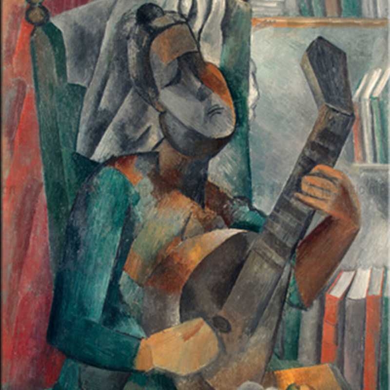 弹曼陀林的女子 pablo picasso 毕加索 装饰画客厅书房酒吧咖啡馆