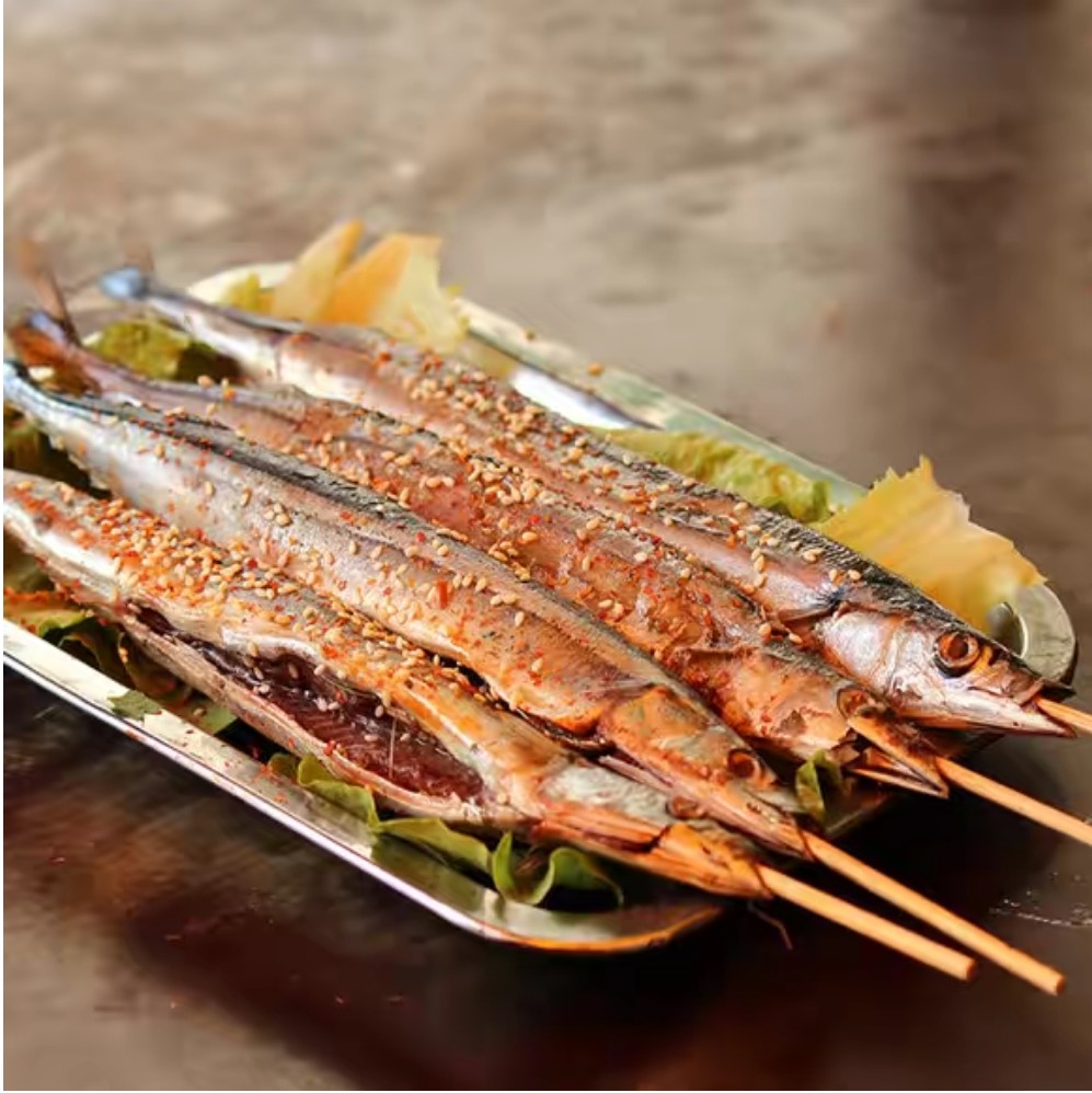 刀鱼冷冻腌制内脏串烧烧烤100g10串江浙沪包包秋刀鱼