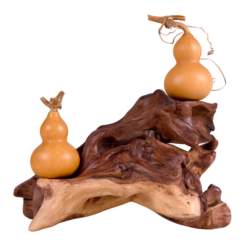 葫仙天然葫芦镂空红木根雕底座奇石蛋雕文玩葫芦