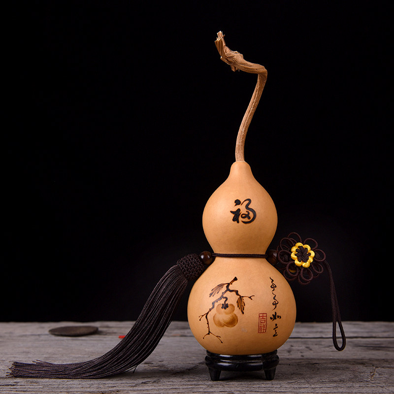 天然大小葫芦挂件非遗工艺品摆件中国结手工烙画雕刻乔迁节日礼品