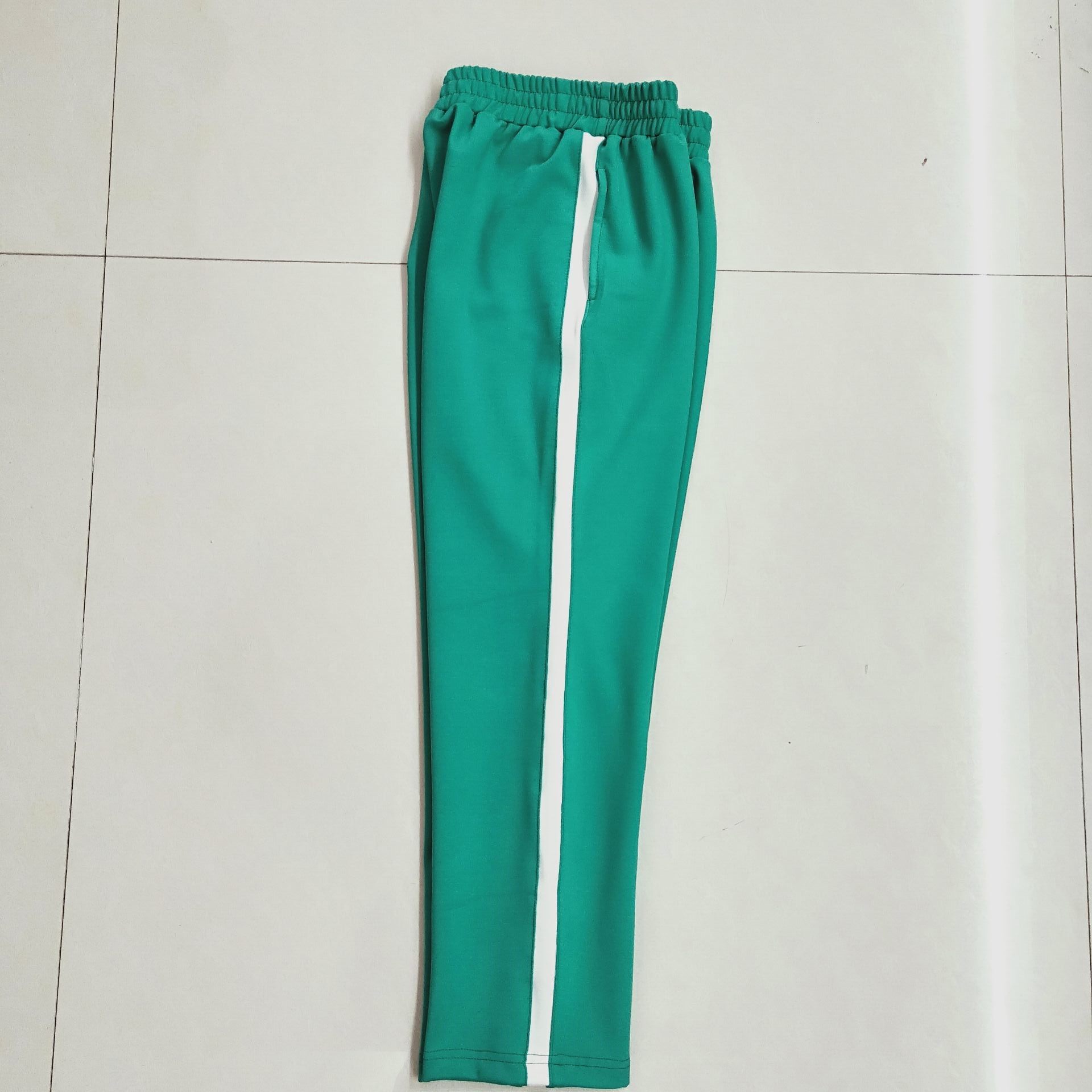 校服春秋中小学生运动绿色宽白杠班纯棉舒适弹力校服