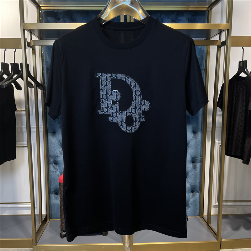 2021夏季欧洲站潮牌ins超火字母刺绣圆领男士短袖t恤半袖欧货潮流