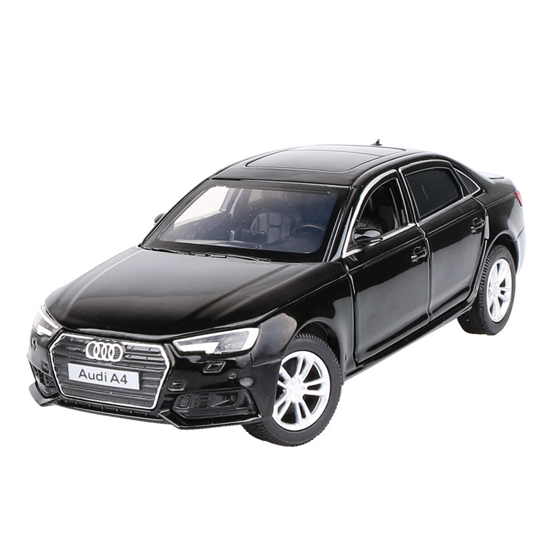 奥迪a4合金车模1:32六开门转向避震声光金属男孩玩具仿真汽车模型