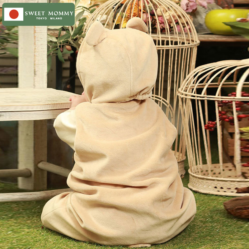 sweetmommy日本婴儿宝宝爬服背心天鹅绒睡衣有机马甲连身衣