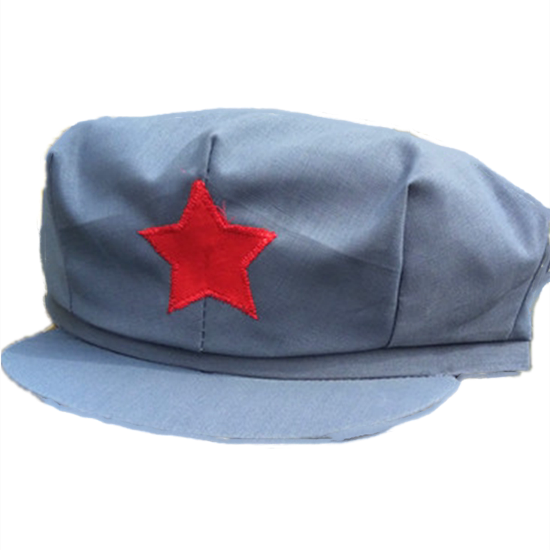 帽子军帽八角八路军新四帽红五角星儿童大人灰色帽子